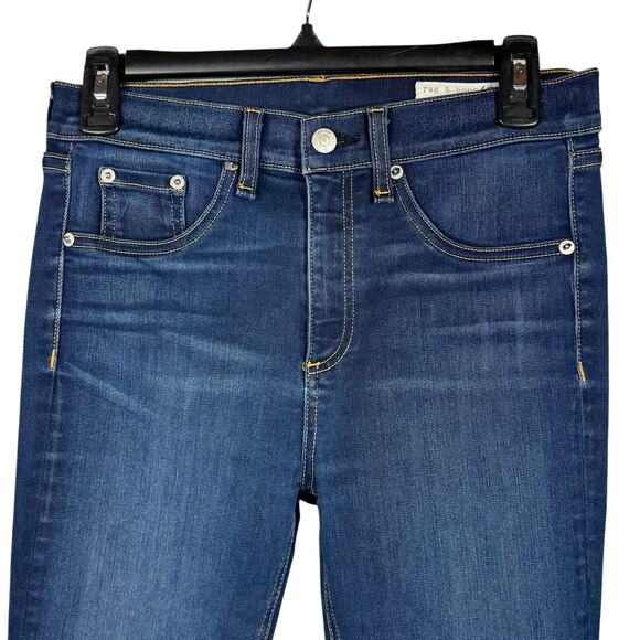 Rag & Bone SZ 27 High-Rise Skinny Jeans Zip-Fly Stretch Pocket Whiskered Bedford - Picture 2 of 11